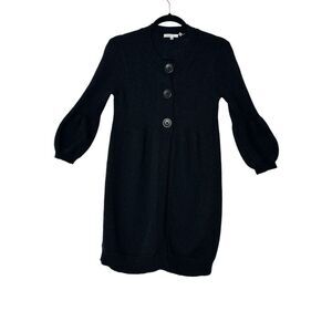 VINCE Cardigan Women Large Black Wool Blend High Neck Button Up‎ Knit Sweater